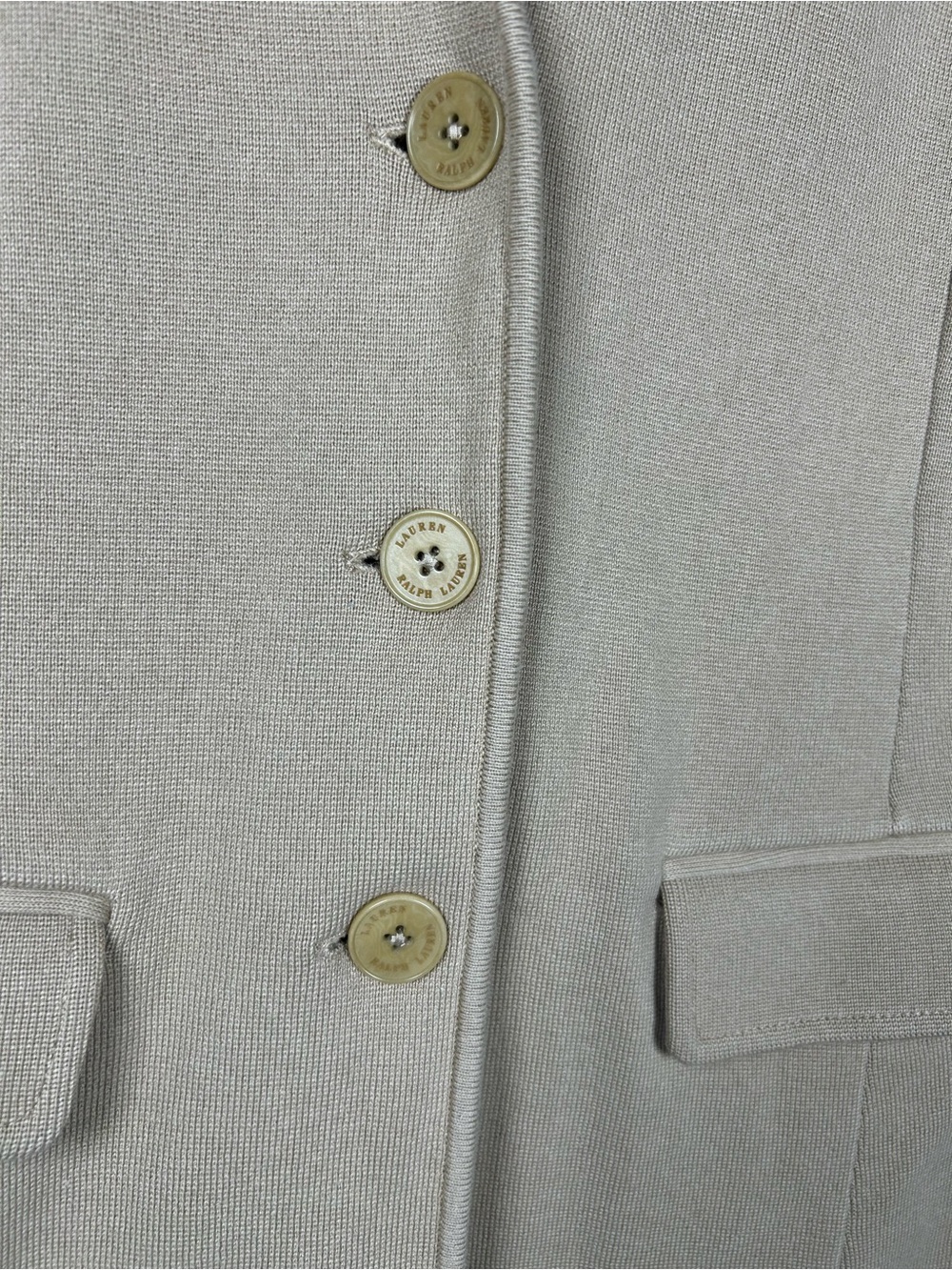 Lauren Ralph Lauren Tan Cotton Blend Sweater Knit Blazer Jacket - Picture 7 of 14